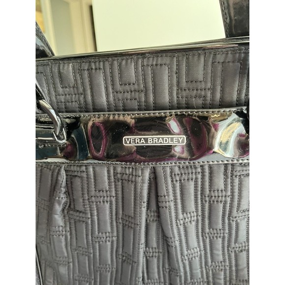 Vera Bradley Black Quilted Shoulder Tote Hand Bag - Picture 2 of 16